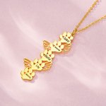 Personalized Dog Cat Paw Wing Necklace with 1-12 Names Birthday Jewelry Gift for Women