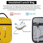 Personalized Cartoon Character Birth Flower Waterproof Insulated Lunch Bag with Name Portable Back to School Work Picnic Gift for Kids Family