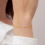 Pulsera fina personalizada con 1 a 6 abalorios de inicial piedra y flor de nacimiento regalo para mujer del Día de la Madre aniversario o cumpleaños