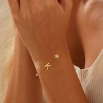 Pulsera fina personalizada con 1 a 6 abalorios de inicial piedra y flor de nacimiento regalo para mujer del Día de la Madre aniversario o cumpleaños