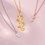 Personalized Dog Cat Paw Wing Necklace with 1-12 Names Birthday Jewelry Gift for Women