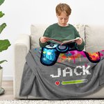 Personalized Colour Ink Get Ready Gamepad Soft Throw Blanket with Name Christmas Birthday Gift for Kids Game Lover