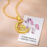 Collar Personalizado de Fantástico Unicornio y Luna con Nombre Regalo de Cumpleaños para Chicas