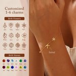 Gepersonaliseerde sierlijke 1-6 holle geboortebloem geboortesteen initiaal gemengde bedelarmband moederdag verjaardag verjaardagscadeau voor vrouwen