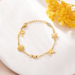 Pulsera fina personalizada con 1 a 6 abalorios de inicial piedra y flor de nacimiento regalo para mujer del Día de la Madre aniversario o cumpleaños