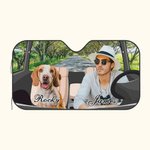 Personalised Photo Car Windshield Sunshade with Name and Suction Cup Auto Accessories Outdoor Activities Gift for Cat Dog Pet Lovers Campers