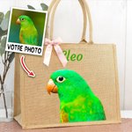 Sac en Jute Personnalisé avec Nom et Portrait de l'Animal Style Peinture à l'Huile Cadeau Anniversaire pour Amoureux d'Animaux de Compagnie