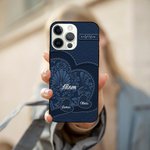 Gepersonaliseerd kunstlederen hart telefoonhoesje voor iPhone met 1-10 namen Verjaardagscadeau voor oma en moeder
