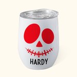 Vaso de vino personalizado Jack-O'-Lantern Pumpkin Skull 12oz con nombre y tapa antiderrame Regalo de cumpleaños de Halloween para la familia y amigos