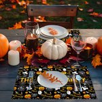 Spersonalizowane dynie duchy Happy Halloween Zestaw 4 podkładek 12x18 cali z imieniem i nazwiskiem Dekoracje kuchenne Cukierek albo psikus Prezent na imprezę dla rodziny