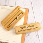 Stylo à Bille avec Étui Personnalisé avec Nom Gravé Cadeau Remerciement Rentrée pour Enseignants Étudiants