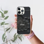 Gepersonaliseerd kunstlederen hart telefoonhoesje voor iPhone met 1-10 namen Verjaardagscadeau voor oma en moeder