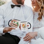 Mug personnalisé en céramique Wildflower Pine Tree 11oz avec nom Anniversary Wedding for Couples