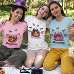Spersonalizowana koszulka z dyniami i nietoperzami 100% bawełny Unisex Koszulka dla dzieci i dorosłych Halloween Prezent na Święto Dziękczynienia dla rodziny