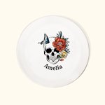 Personalized Floral Sugar Skull Ceramic Ring Dish Jewellery Tray with Name Day of the Dead Halloween Gift for Women
