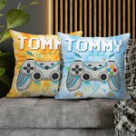 Funda de cojín personalizada multicolor con efecto teñido para Gamepad con nombre Elementos de juego Decoración del hogar Regalo de cumpleaños para ni