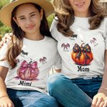 Spersonalizowana koszulka z dyniami i nietoperzami 100% bawełny Unisex Koszulka dla dzieci i dorosłych Halloween Prezent na Święto Dziękczynienia dla rodziny