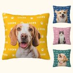 Personalized Cute Paw Pet Photo Throw Pillow Cover with Name Home Decor Birthday Gift for Pet Lovers