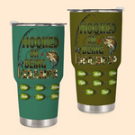 Personalized Hooked On Being Papa 30oz Tumbler with 1-16 Names Grandparents Day Father's Day Gift for Grandpa Dad