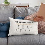Funda de cojín personalizada con 2-8 nombres de esqueleto para la familia Decoración del hogar Regalo de cumpleaños de Halloween para la familia