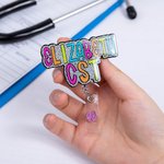 Enrouleur de badge rétractable pailleté avec lanière Accessoires pour officiers Cadeau d'anniversaire et d'appréciation pour infirmier(e) enseignant(e