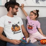 Spersonalizowana koszulka z dyniami i nietoperzami 100% bawełny Unisex Koszulka dla dzieci i dorosłych Halloween Prezent na Święto Dziękczynienia dla rodziny
