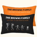Funda de cojín personalizada con 2-8 nombres de esqueleto para la familia Decoración del hogar Regalo de cumpleaños de Halloween para la familia