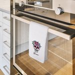 Personalized Floral Sugar Skull 100% Cotton Waffle Tea Towel with Name Kitchen Decor Day of the Dead Halloween Gift for Family Friend