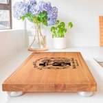 Personalized Til Death Do Us Part Sugar Skull Wood Cutting Board with Engraved Name Day of the Dead Halloween Wedding Gift for Couple