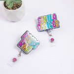 Enrouleur de badge rétractable pailleté avec lanière Accessoires pour officiers Cadeau d'anniversaire et d'appréciation pour infirmier(e) enseignant(e