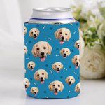 Personnalisé Multicolore Cat Dog Pet Photo Beer Can Cooler Sleeve with Paw Bone Design Birthday Beach Party Gift for Family