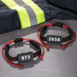 Personalizada Thin Red Line Pulsera ajustable hecha a mano de cuerda trenzada con la insignia de impresión en 3D Número de cumpleaños Gracias Regalo p