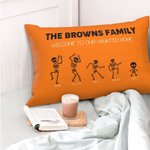 Funda de cojín personalizada con 2-8 nombres de esqueleto para la familia Decoración del hogar Regalo de cumpleaños de Halloween para la familia