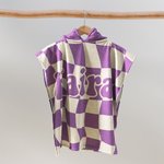 Personalized Multicolour Checkerboard Soft Quick Dry Hooded Beach Towel with Name Summer Vacation Travel Essentials Gift for Kids Family