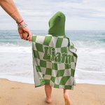 Personalized Multicolour Checkerboard Soft Quick Dry Hooded Beach Towel with Name Summer Vacation Travel Essentials Gift for Kids Family