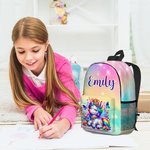 Zaino scolastico per bambini con nome, personalizzato, fantasia e unicorno, grande capacità, uso quotidiano, regalo di ritorno a scuola per le bambine e le ragazze.
