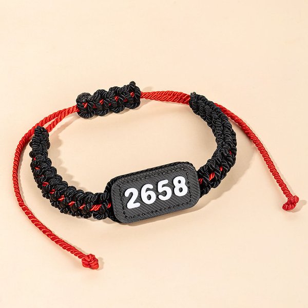 Personalizada Thin Red Line Pulsera ajustable hecha a mano de cuerda trenzada con la insignia de impresión en 3D Número de cumpleaños Gracias Regalo p