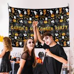 Personlig Ghost Witch Pumpkin Spider Web Trick or Treat Tapestry med namn Rumsdekor Halloween Present till familj och vän