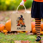 Henkilökohtainen Pumpkin Bat Spider Web Trick Or Treat Initial Jute Kangaskassi nimi Halloween toiminta tarvikkeet lahja lapsille