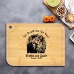 Personalized Til Death Do Us Part Sugar Skull Wood Cutting Board with Engraved Name Day of the Dead Halloween Wedding Gift for Couple