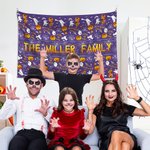 Personlig Ghost Witch Pumpkin Spider Web Trick or Treat Tapestry med namn Rumsdekor Halloween Present till familj och vän