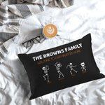 Funda de cojín personalizada con 2-8 nombres de esqueleto para la familia Decoración del hogar Regalo de cumpleaños de Halloween para la familia