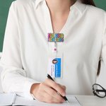 Enrouleur de badge rétractable pailleté avec lanière Accessoires pour officiers Cadeau d'anniversaire et d'appréciation pour infirmier(e) enseignant(e