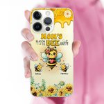 Personalized Mom’s Reason to Bee Happy Phone Case for iPhone with 1-10 Names Family Birthday Gift for Grandma Mom