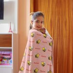 Personalized Cute Bee Soft Throw Blanket with Name Baby Shower Children's Day Birthday Gift for Kids Women Girls