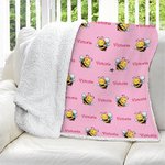 Personalized Cute Bee Soft Throw Blanket with Name Baby Shower Children's Day Birthday Gift for Kids Women Girls