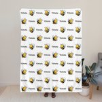 Personalized Cute Bee Soft Throw Blanket with Name Baby Shower Children's Day Birthday Gift for Kids Women Girls