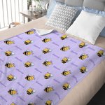 Personalized Cute Bee Soft Throw Blanket with Name Baby Shower Children's Day Birthday Gift for Kids Women Girls