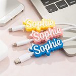 Personalized 3D Printed Coquette Bow Name Cable Protector with 1.5m Charging Cable for iPhone Micro USB Type C Phone Accessory Gift for Women Girls