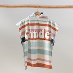 Personalized Vintage Coloured Stripes Soft Quick Dry Kid Hooded Beach Towel with Name Summer Vacation Beach Accessories Gift for Kids
